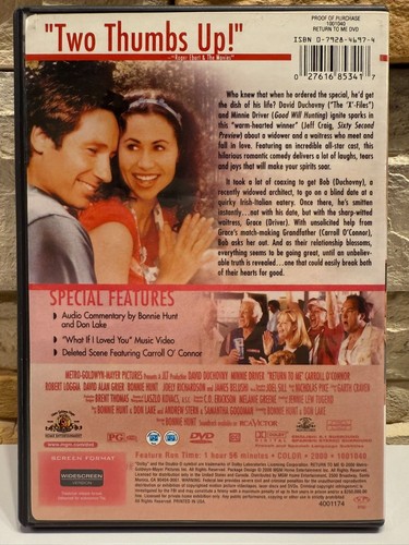 Return to Me 2000 David Duchovny Minnie Driver Carroll O'Connor PG USED DVD - Picture 2 of 4