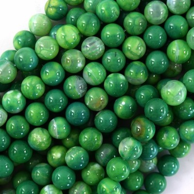 Dark Green fire Agate Round Bead Gemstone 15'' Strand 6mm 8mm 10mm