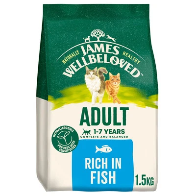 1.5kg James Wellbeloved 1-7 Years Adult Dry Cat Food Complete and Balanced Fish