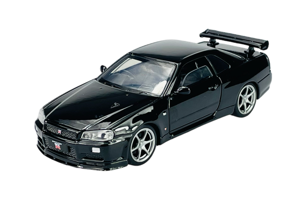 Tayumo Nissan Skyline GT-R34 V-SPEC Ii Schwarz 1:32 Die Cast Metal Model Neu-image
