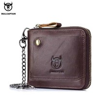 BULLCAPTAIN Genuine Leather RFID Blocking Men Wallet Card ID Holder Coin Purse