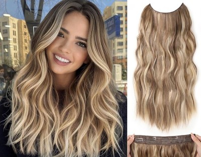 Invisible Wire Hair Extensions 20 Inch Clip in Hair Extensions Adjustable Size