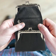 Leatherboss Cigarette and Lighter Case with Twist Clasp Genuine Leather New