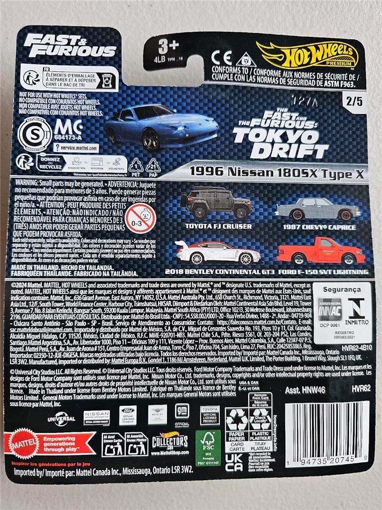 2024 Hot Wheels Premium Fast & Furious HVR62 1996 Nissan 180SX