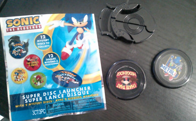 NEW SONIC THE HEDGEHOG 3 pc Super disk launcher set 2 black discs