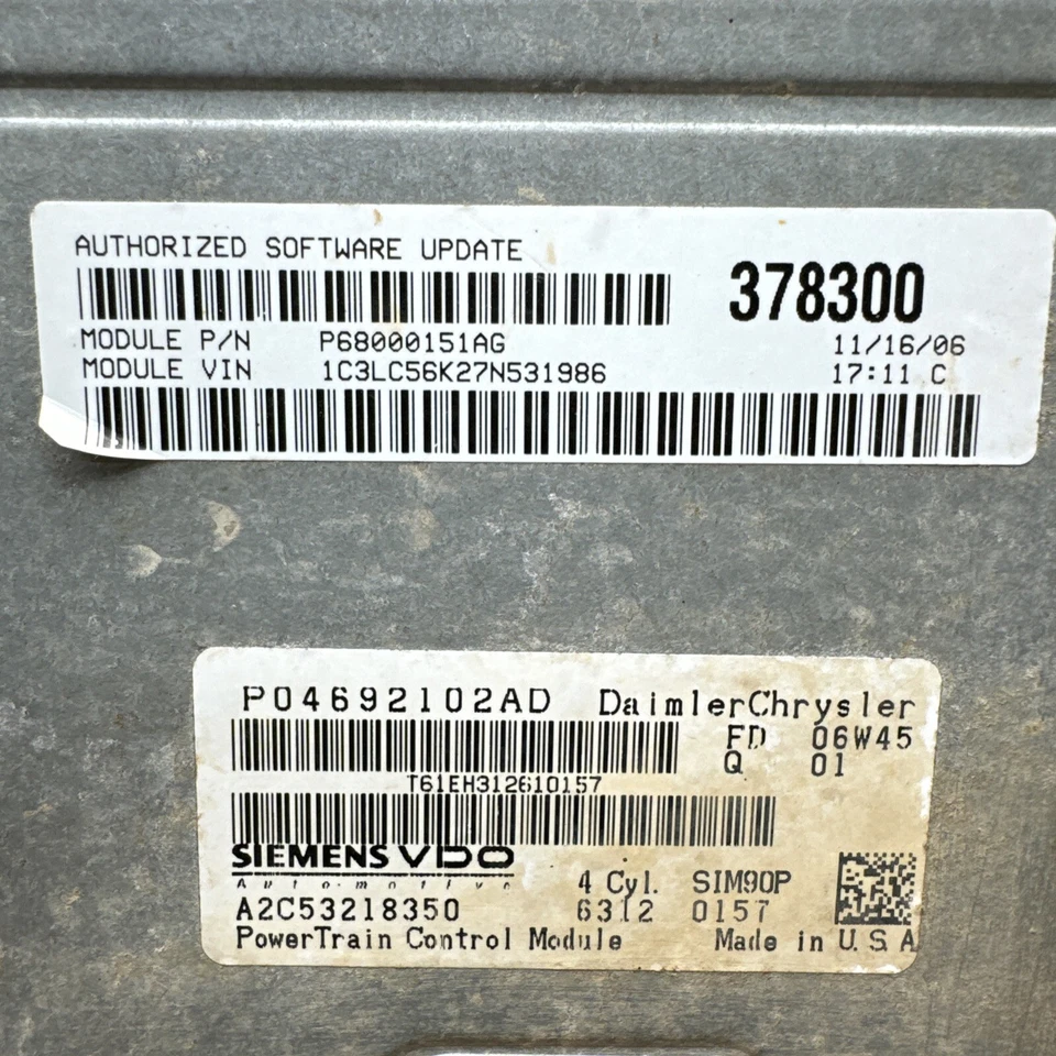 2007 Chrysler Sebring Dodge Avenger 2.4L ECU Engine Control Module 68000151AG - Image 2 of 2