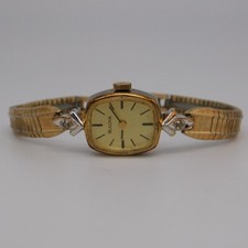 Vintage Bulova P0 2 Diamonds Wind-up Women's Watch Sz. 5 3/4" Doesn't Keeps Time