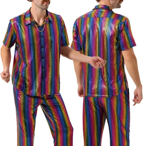 70s Disco Costume Cosplay Costumes Vintage Men Music Party Outfit Casual Fashion - Picture 36 of 46