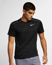 NWT Nike Dri-Fit Miler Men's Running Reflective Shirt Black Sizes AJ7565-010