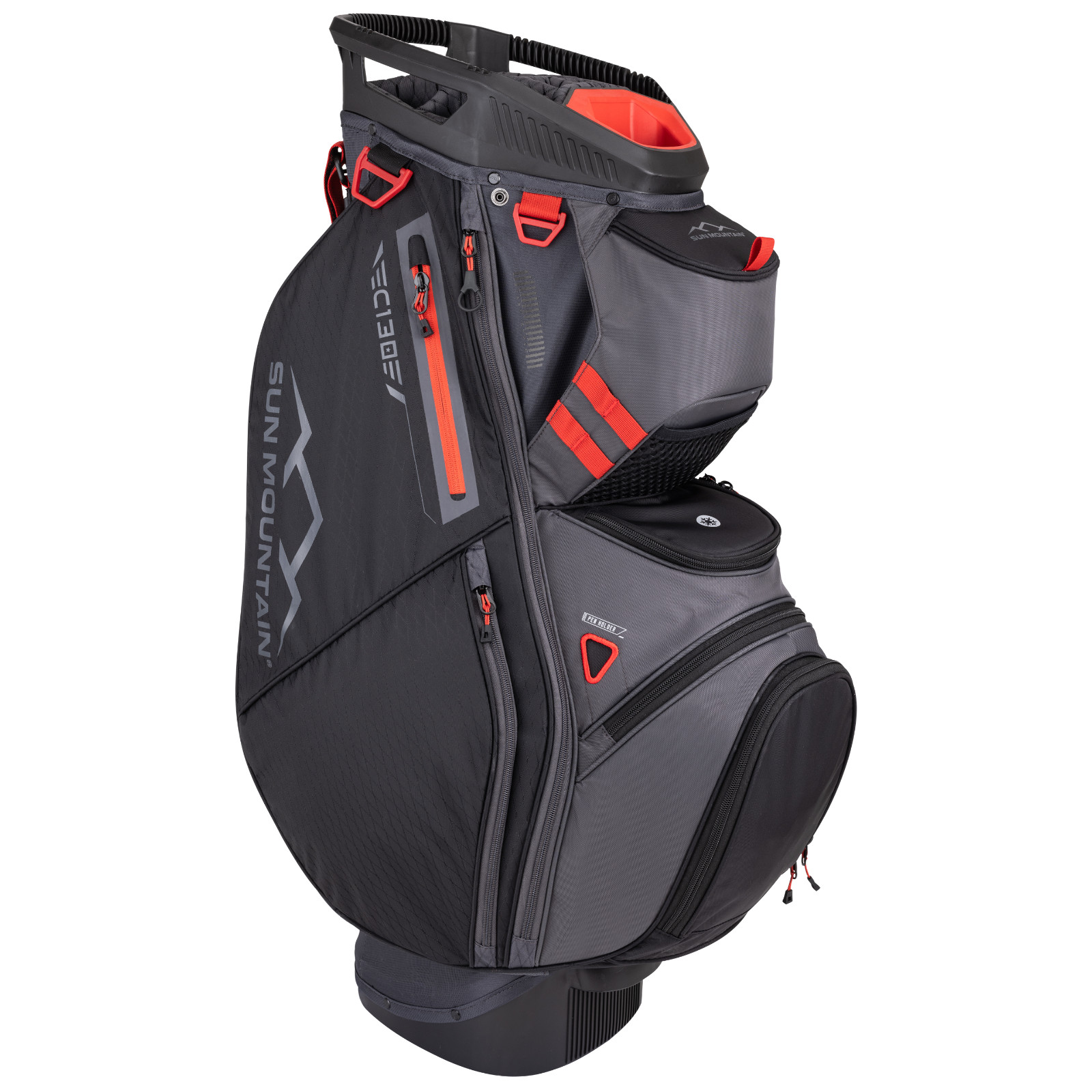 Sun Mountain 2025 C-130 14-Way Golf Cart Bag – Steel Black Red