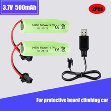 2 Piezas 3.7V 500mAh 14500 Batería Li-ion para RC Doble Cara Tum Juguete Coche Accesorio