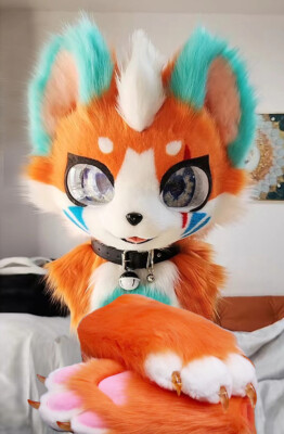 Fursuit Husky Fox Mascot (head + PAWS) Halloween Party Fur Cosplay 127#
