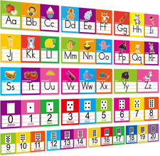OUNENO Alphabet Line Bulletin Board Set ABC Number 6 x 14", Multi Color