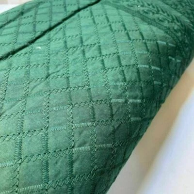 HOMECART Bottle Green 100% Cotton Broderie Anglaise Fabric Dress Craft Material 44" Meter