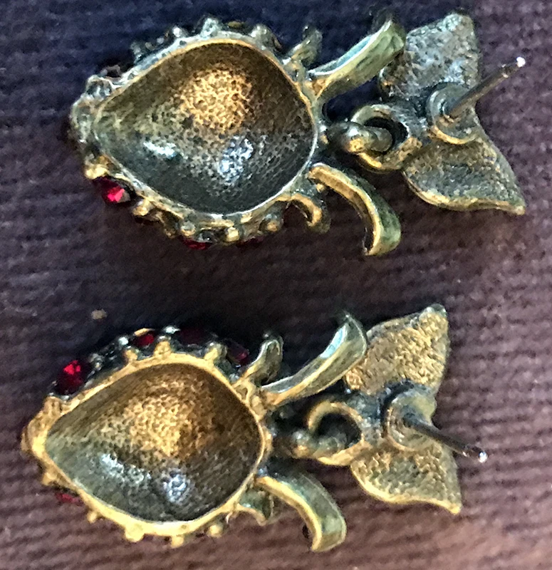 Pendientes Disfraz Shelley Cooper Dulce Romance Cristal Latón Fresa Perforados Y Foto 4 de 4