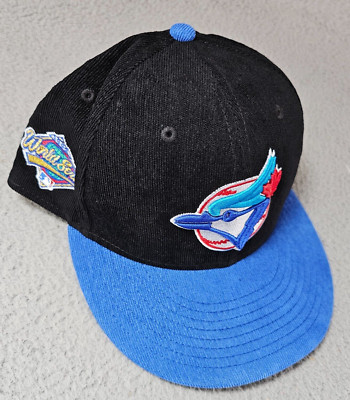 Toronto Blue Jays Hat Cap Mens Fitted New Era Side Patch Corduroy Blue Black