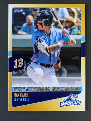 MAX CLARK 2024 WEST MICHIGAN WHITE CAPS SINGLE RC! 1/750 EXCITING 5 TOOL PLAYER