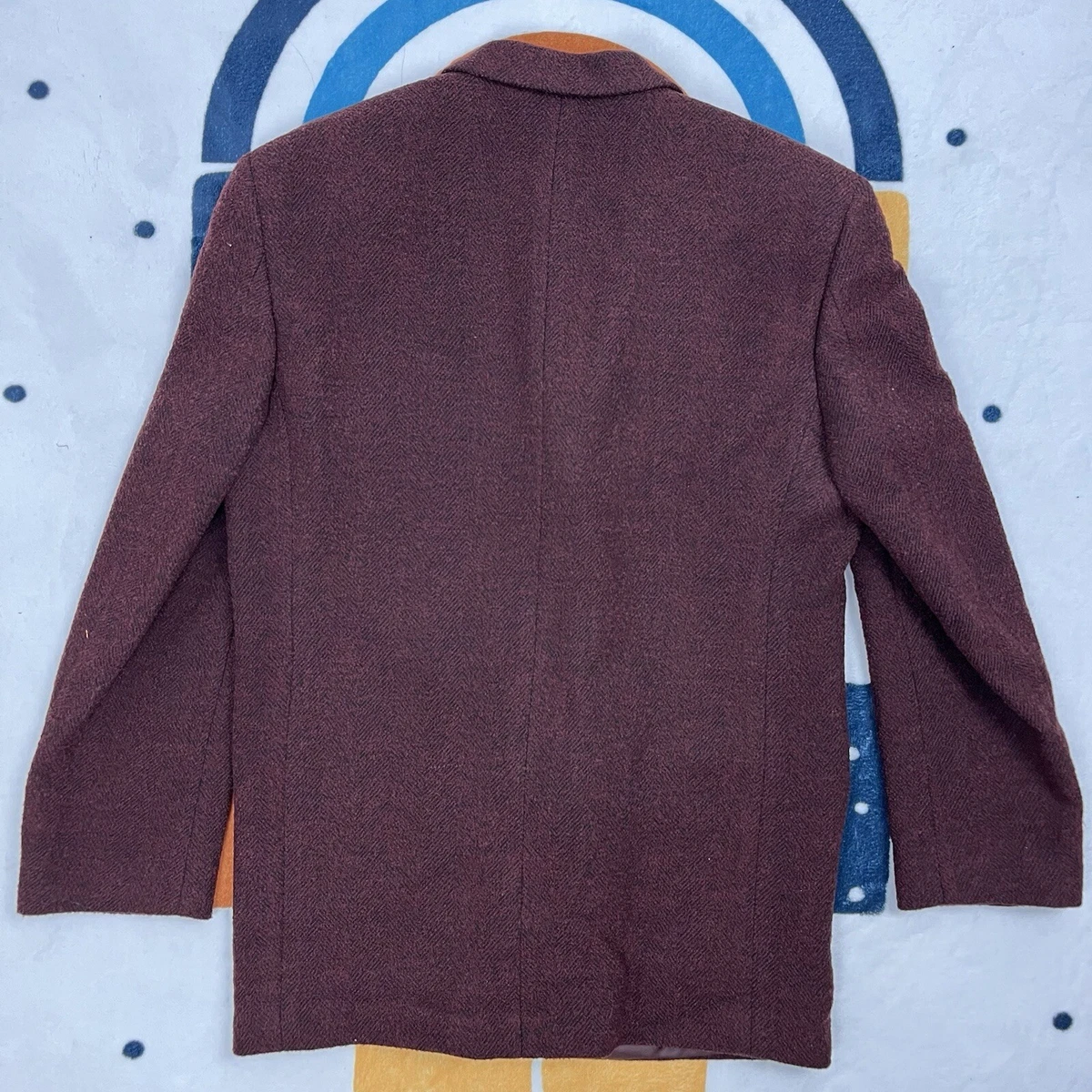 Christian Aujard 3 Button Wool Blend Blazer Sport Coat Men 38R / 97R Maroon