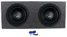 2) Power Acoustik BAMF-122 12" 3500w DVC Car Subwoofers+Sealed Sub Box Enclosure