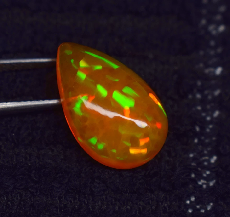Honeycomb Opal 9.60 ct amazing color play, Orange Pear natural honeycomb opal, - Image 4 of 4