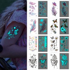 Luminous Tattoo Stickers Body Arm Face Tattoos Art Butterfly Party Tatto