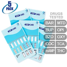 NEW Mintegrity Drug Test 10-Panel Dip Card Urine Home Kit 5-Pack #MI-WDOA-7104