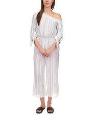 MICHAEL KORS High Waist Asymmetric One-Shoulder Jumpsuit Blue White Size M 175