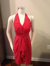 NWT Vince Camuto Coral Pink Swiss Polka Dot Pleated Ruffle Halter Dress 8