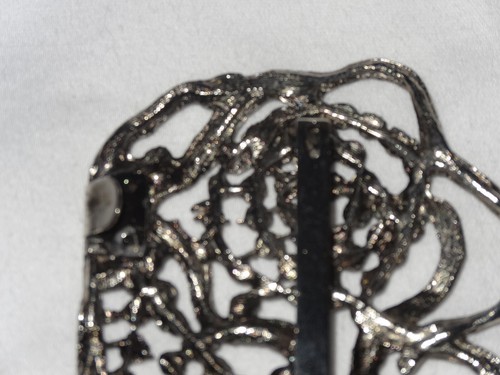 Vintage Floral Clasp Belt Buckle Silvertone Metal 1960s 2 Piece Art Nouveau - Picture 11 of 12