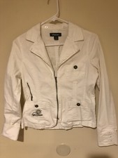 Finesse White Zipper Front Jacket Size Medium