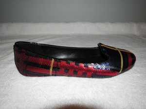 red sequin ballet flats