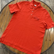 Lacoste Shirt 7 2XL Polo Orange Short Sleeve Collared Made Peru Big Gator Logo