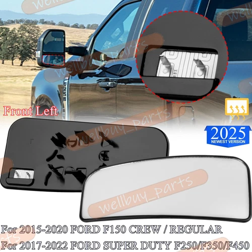 For 2015-2022 F150 F250 F350 F450 F550 Mirror Glass Lower Heated Driver LH Side
