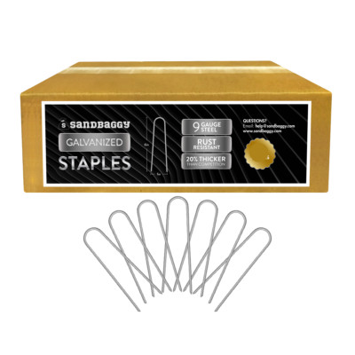 Sandbaggy 9 Gauge 6'' GALVANIZED Landscape Staples~ SOD Fabric Pins -- RUST-FREE