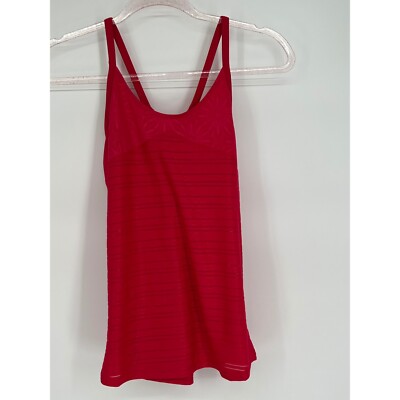Cross Court Athletic Tank Top Built-In Bra Shelf Cross Back Red Activewear