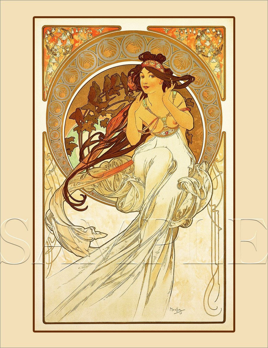 ARTDECO Alphonse Mucha vintage ART 木製 8.5x11 Vintage Alphonse Mucha 1897 Fine Art Nouveau Print Picture