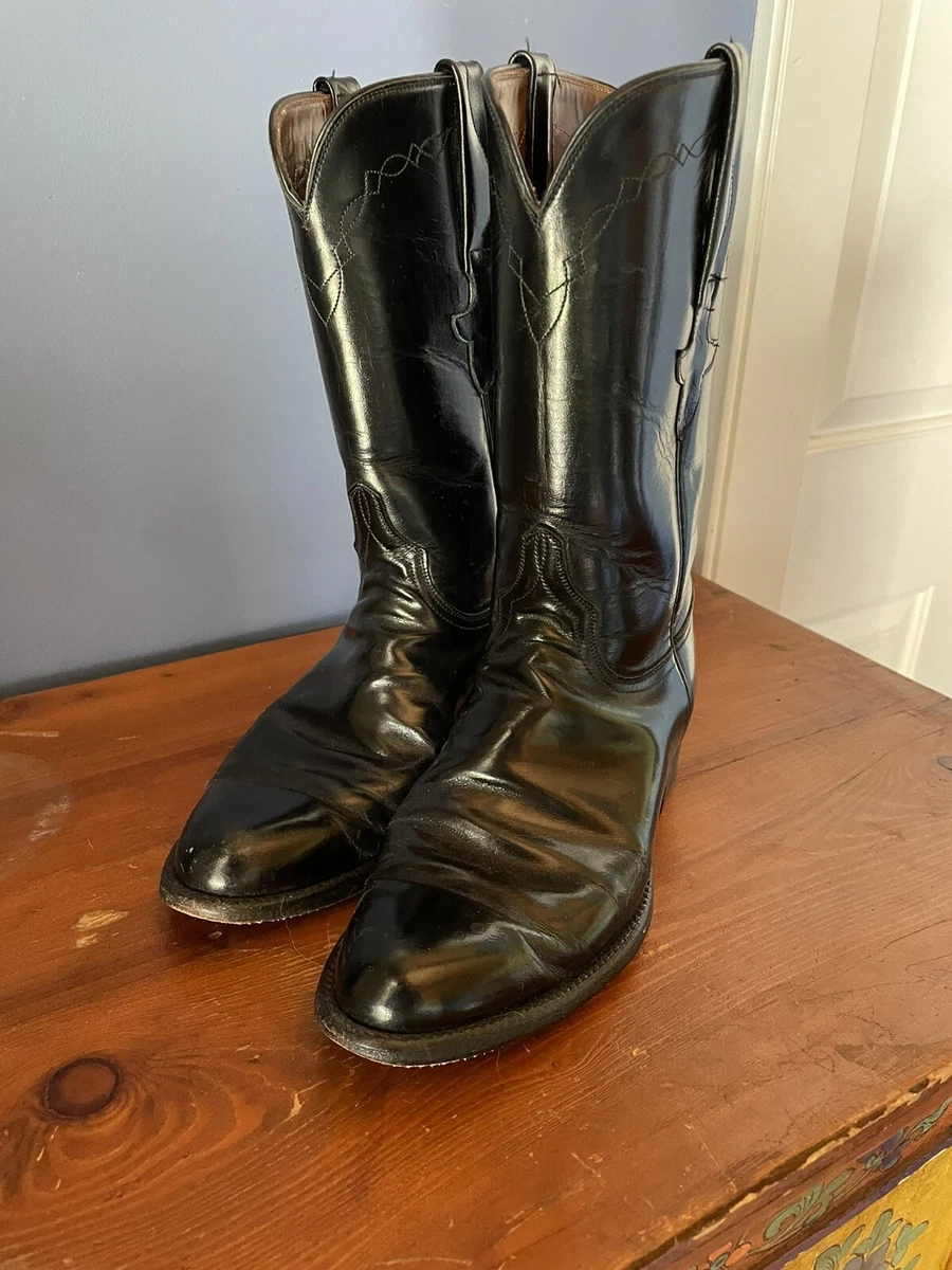 Lucchese Womens Boots sz 6 1 2 B Black Leather Point Toe Rubber