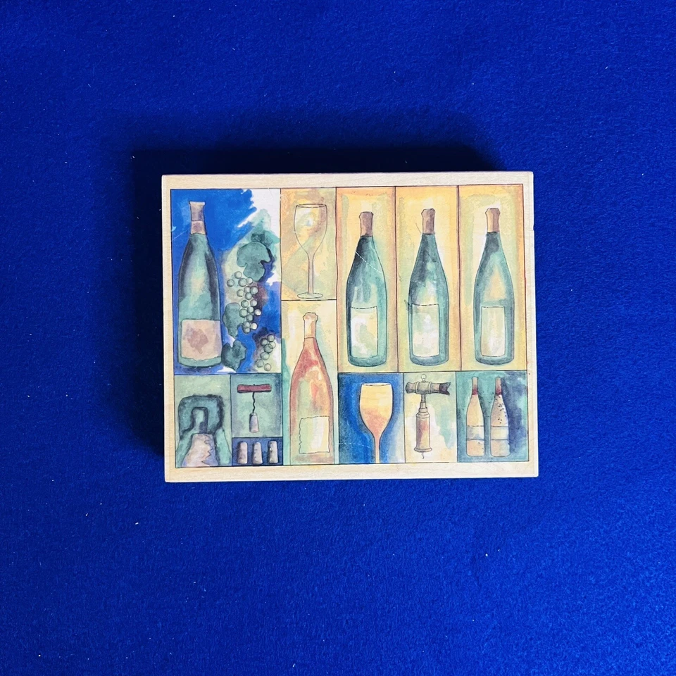 Винный коллаж бутылки резиновый штамп деревянный Michael Clark от Stamps Happen - Изображение 2 из 4