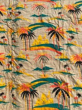 Vintage Floral Quilt 71x66 Full Size Gingham Embroidery Reversible Tropical
