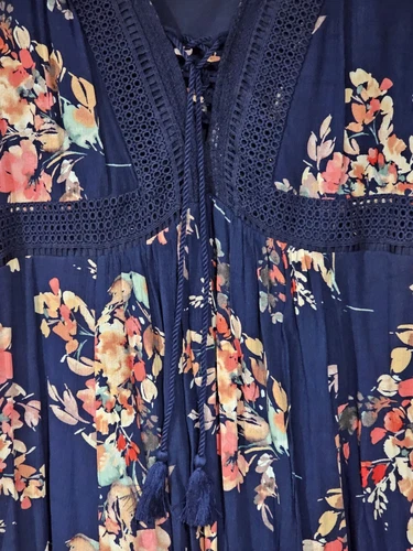 Torrid Womens Plus Size 2X Floral Print Gauze Lace-Up Mini Skater Dress Lined - Picture 8 of 10