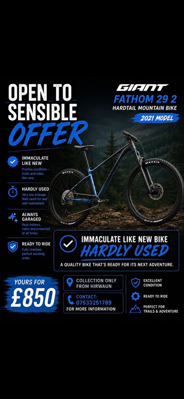 Giant Fathom 29 2 2021 Hardtail MTB Large 29in Hydraulic Disc Tubeless