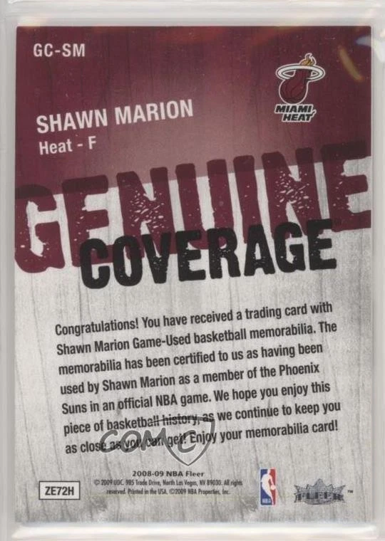 2008-09 Fleer Genuine Coverage Memorabilia Shawn Marion #GC-SM - Image 2 of 2