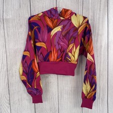 Adidas x Farm Rio Women s XS Cropped Hoodie Pink Birds of Paradise Sweatshirt