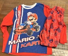 Super Mario Kart Boys Pajama Set L 10/12 Long Sleeve Top  Pants Nintendo