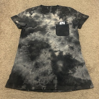 Ripndip Tie Dye Black Shirt Pocket Cat *NO SIZE TAG Small?