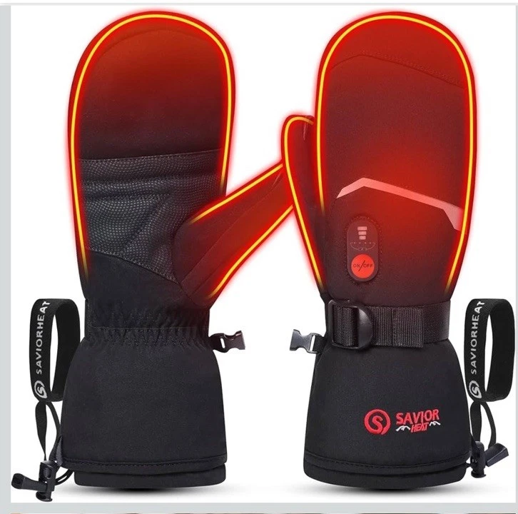 SAVIOR HEAT Heated Mittens Battery Ski Gloves Electric Rechargeable Mitts SM