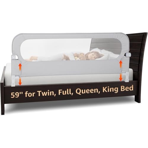 NUTIKAS BED RAIL FOR TODDLERS - 59 IN, KING SIZE BED, EXTRAL, TALL - GRAY