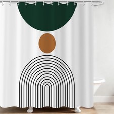Abstract Geometric Shower Curtain White Modern Minimalist Fits 72x72 Inch