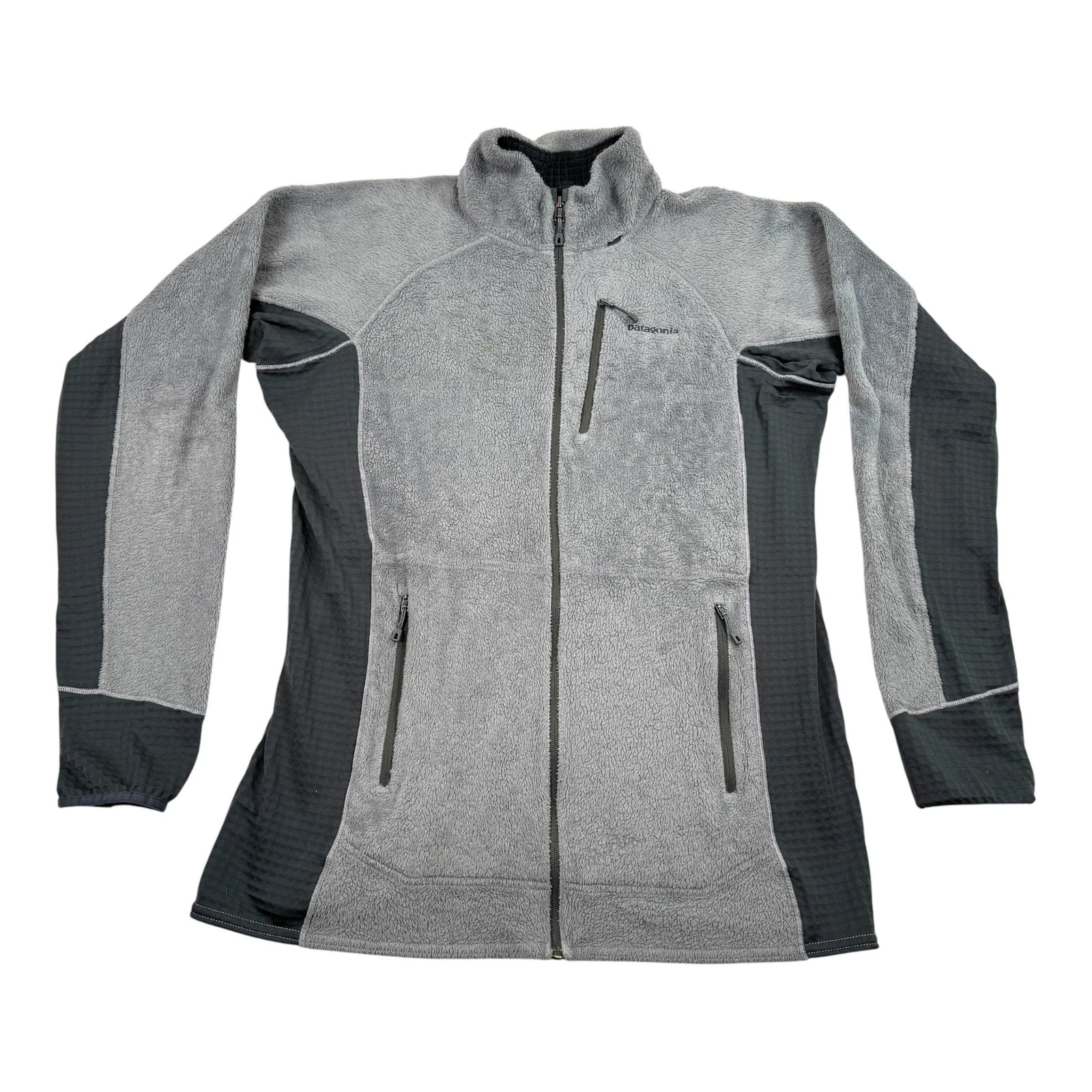 Patagonia Fleece Jacket Mens XL Gray Polartec Thermal Pro Full Zip Pockets