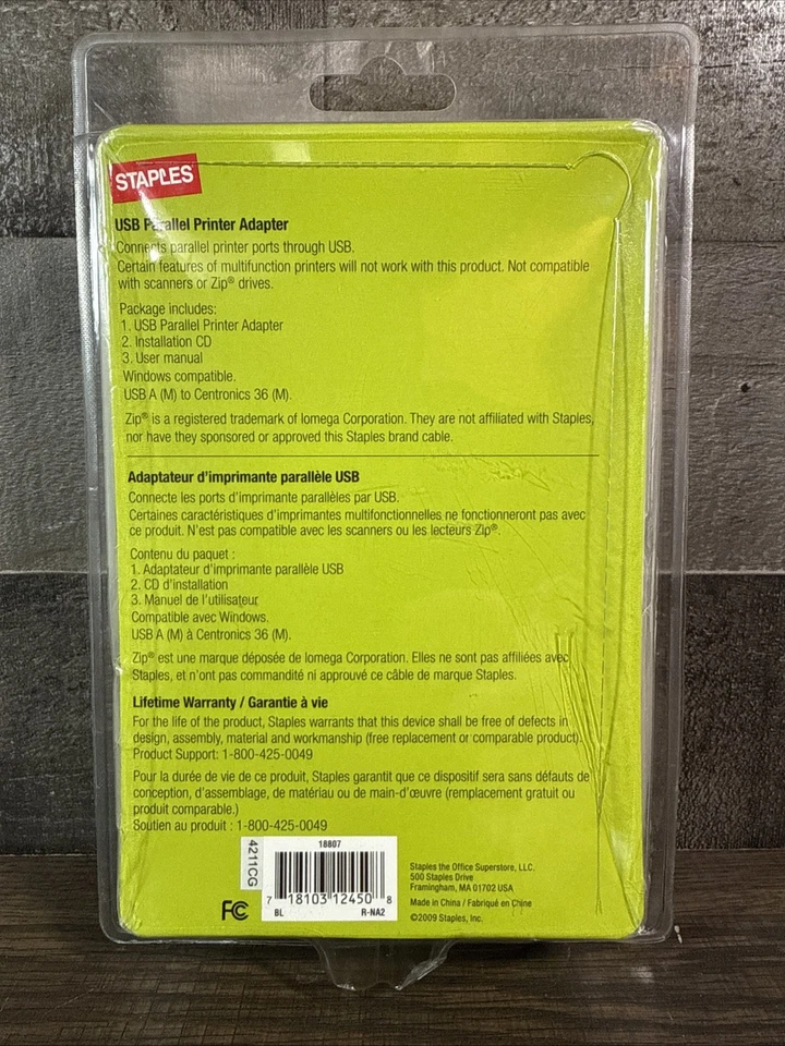 Staples / USB Parallel Printer Adapter / 5 ft/pi 1.5m / New & Sealed - Image 2 of 2